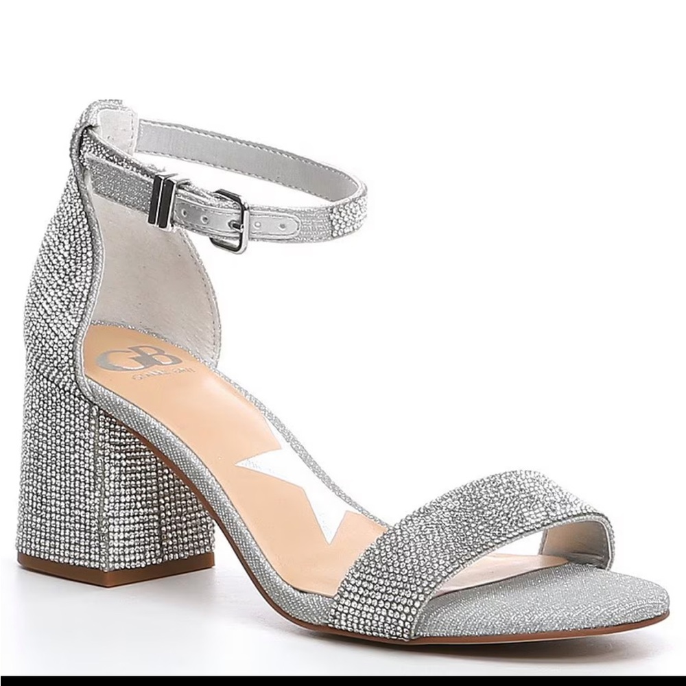 Elegant Silver Block Heel Sandals